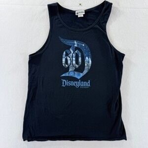 Disney Parks Tank Top Adult Medium Navy Blue Disneyland 60th Anniversary Retro